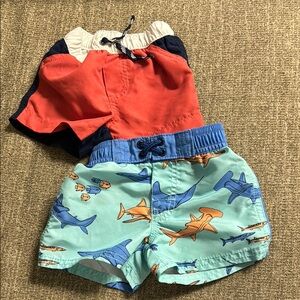 Carter's Blue and Orange Swim Trunks with Fun Sea Creature Design